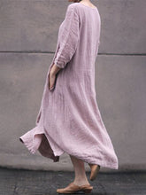 Load image into Gallery viewer, Bohemia Pure Color Round Neck Half Sleeve Loose Casual Dress