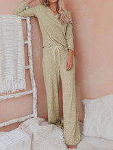 Load image into Gallery viewer, Casual Solid Color Lace-up V-neck Two-piece Suit