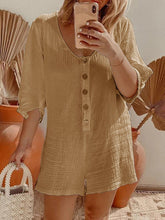 Load image into Gallery viewer, V-neck Short Sleeve Solid Color Jumpsuit