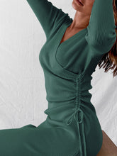 Load image into Gallery viewer, V-neck Long Sleeve Knitted Dress