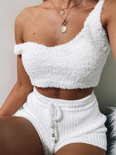 Load image into Gallery viewer, Sexy Sling Plush Solid Color Two-piece Suit
