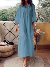 Load image into Gallery viewer, Fashionable Solid Color V-neck Casual Dress