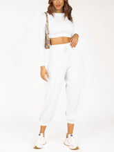 Load image into Gallery viewer, Long Sleeve Cropped Top and Loose Trousers Suit