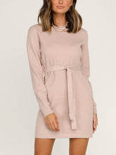 Load image into Gallery viewer, Round Neck Solid Color Long Sleeve Loose Dress