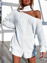 Load image into Gallery viewer, Sexy Hollow Solid Color High Neck Two-piece Suit