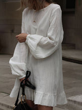 Load image into Gallery viewer, Fashionable Solid Color Round Neck Long Sleeve Dress