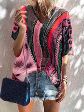 Load image into Gallery viewer, Bohemian Retro Casual Loose Color Block Top