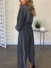 Load image into Gallery viewer, Casual Loose Long Sleeve V-neck High Waist Jumpsuit