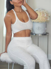 Load image into Gallery viewer, Long Cardigan Tank Top and High Waist Trousers Knitted Three-piece