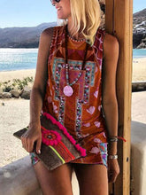 Load image into Gallery viewer, Bohemian Round Neck Printed Color Dress
