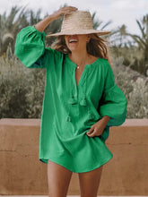 Load image into Gallery viewer, Solid Color V-neck Loose Casual Shirt Skirt