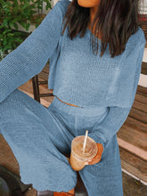 Load image into Gallery viewer, Two Piece Set of Casual Hollow Loose Wide Leg Pants