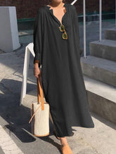 Load image into Gallery viewer, Casual Loose Solid Color V-neck Long Sleeve Dress