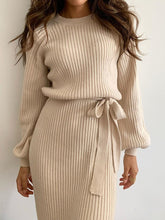 Load image into Gallery viewer, Round Neck Knitted Tight Fit Dress
