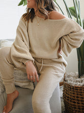 Load image into Gallery viewer, Casual Loose Solid Color Bubble Sleeve Two-piece Suit