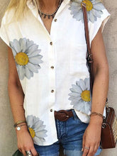 Load image into Gallery viewer, V-Neck Short Sleeve Shirts Button Tops