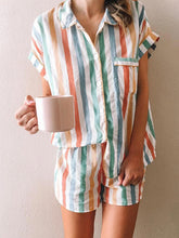 Load image into Gallery viewer, Striped Printed Short Sleeve Two Piece Set