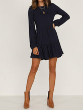 Load image into Gallery viewer, Long Sleeve Solid Color High Waist Casual Mini Dress