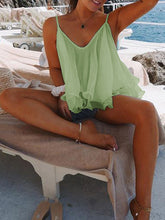 Load image into Gallery viewer, Pure Color Fluffy Hem Loose Sexy Sling Tops