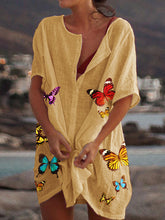 Load image into Gallery viewer, Casual Butterfly Print Short Sleeve Dress