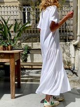 Load image into Gallery viewer, Solid Color Short Sleeve V-Neck Dress