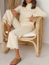 Load image into Gallery viewer, Casual Loose Solid Color High-neck Two-piece Suit