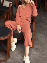 Load image into Gallery viewer, Casual Loose Solid Color Shirt Trousers Knitted Two-piece Suit