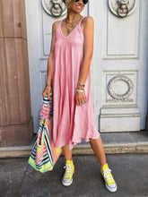 Load image into Gallery viewer, Solid Color Dress with Suspenders