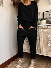 Load image into Gallery viewer, Round Neck Long-sleeved Top and Trousers Casual Suit