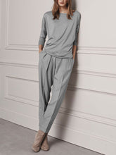 Load image into Gallery viewer, Casual Solid Color Round Neck Two-piece Suit
