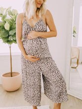 Load image into Gallery viewer, Leopard Print Sexy Deep V-Neck Sling Maternity Jumpsuit