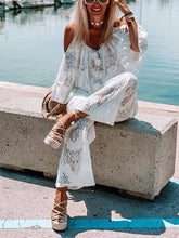 Load image into Gallery viewer, Fashion Casual V-neck Long Sleeve Hollow Printed Two-piece Set