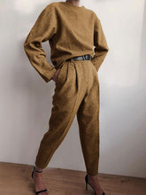 Load image into Gallery viewer, Fashion Casual Round Neck Solid Color Two-piece Suit