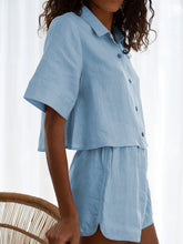 Load image into Gallery viewer, Casual Loose Solid Color Lapel Short Sleeve Two-piece Suit