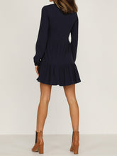Load image into Gallery viewer, Long Sleeve Solid Color High Waist Casual Mini Dress