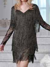 Load image into Gallery viewer, Prom V-neck Fringed Slim Mini Evening Dress