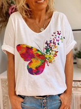 Load image into Gallery viewer, Casual Loose V-Neck Butterfly T-Shirt Top