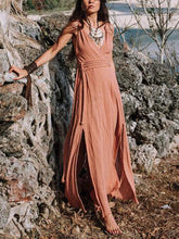 Load image into Gallery viewer, Solid Color V-neck Strap Maxi Dress