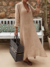 Load image into Gallery viewer, Loose V-Neck Solid Color Dress