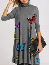 Load image into Gallery viewer, Casual Loose Comfortable High Neck Butterfly Dress