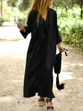 Load image into Gallery viewer, Simple Casual Loose V-Neck Long Sleeve Maxi Dress