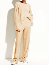 Load image into Gallery viewer, Two Piece Set of Casual Loose Round Neck Knitted Top Trousers