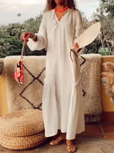 Load image into Gallery viewer, Fashionable Solid Color V-neck Casual Dress