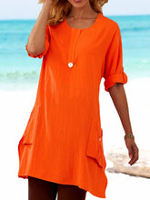 Load image into Gallery viewer, Pockets Solid Tunic Women Long Sleeve Blouses