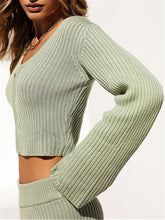 Load image into Gallery viewer, Knit Solid Color Suit with V-neck Zipper