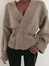 Load image into Gallery viewer, Fashion Casual Solid Color V-neck Rope Sweater