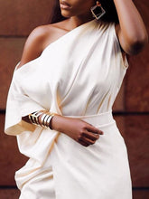 Load image into Gallery viewer, Fashion Sexy Sloping Shoulder Slim Midi Dress