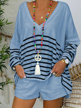 Load image into Gallery viewer, Striped V-Neck Long Sleeve Suit