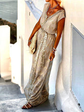 Load image into Gallery viewer, Bohemian V-Neck Maxi Dress