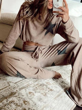 Load image into Gallery viewer, Casual Star Print Top and Drawstring Wide-leg Slacks Suit